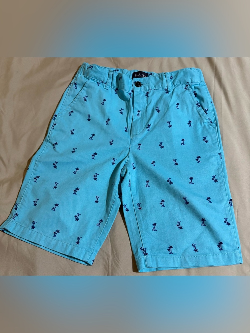 The Children’s Place Boys Blue Palm Tree Print Chino Shorts Size 12 NWT